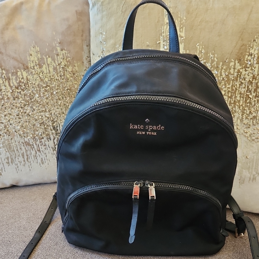 Kate Spade Karissa.....Black  Dome Backpack with Gold Accents
